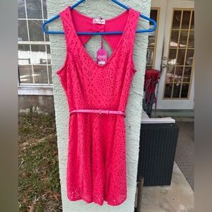 Candie's Vibrant Pink Floral Cutout Dress